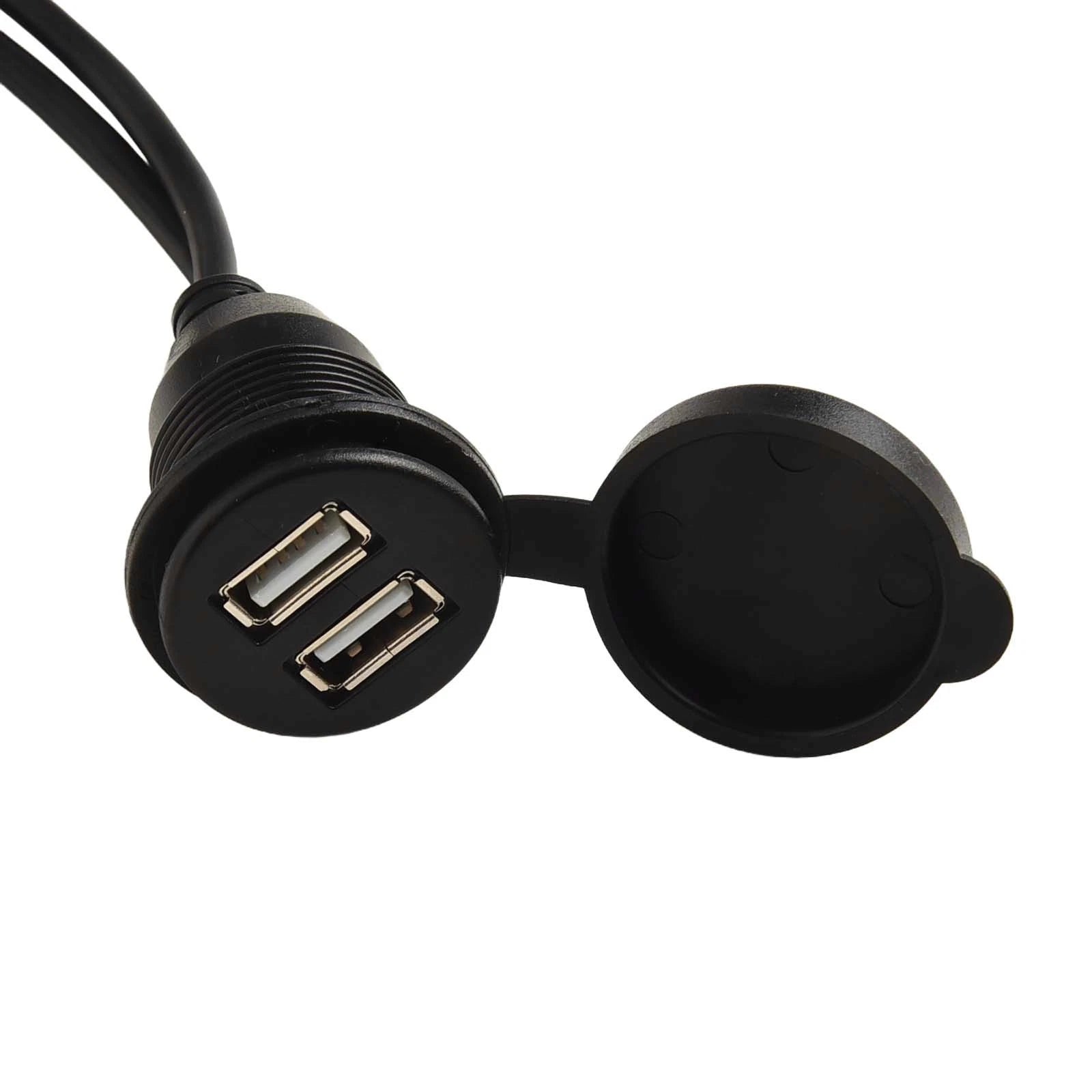 Dual USB Flush Mount Adapter for Universal Vehicles (145cm Cable Length)