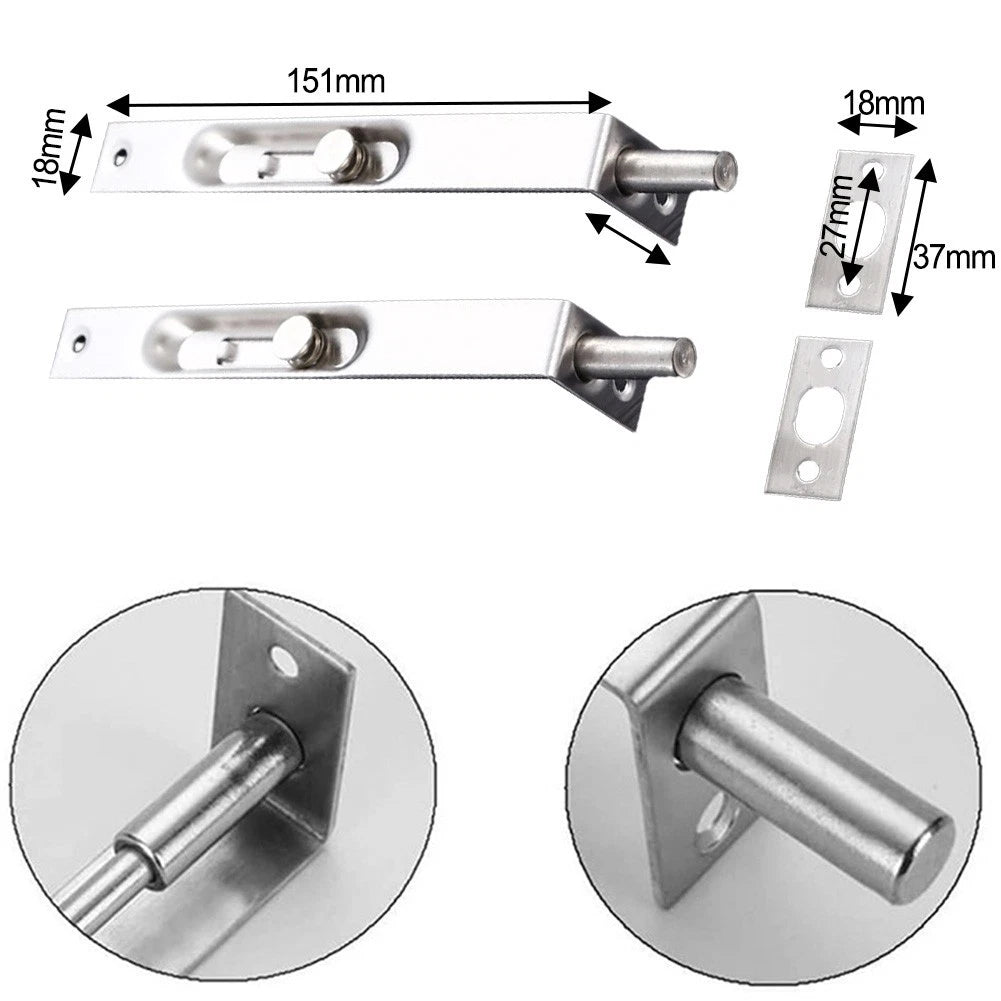 Set of 2 Stainless Steel Flush Bolts for Security Doors