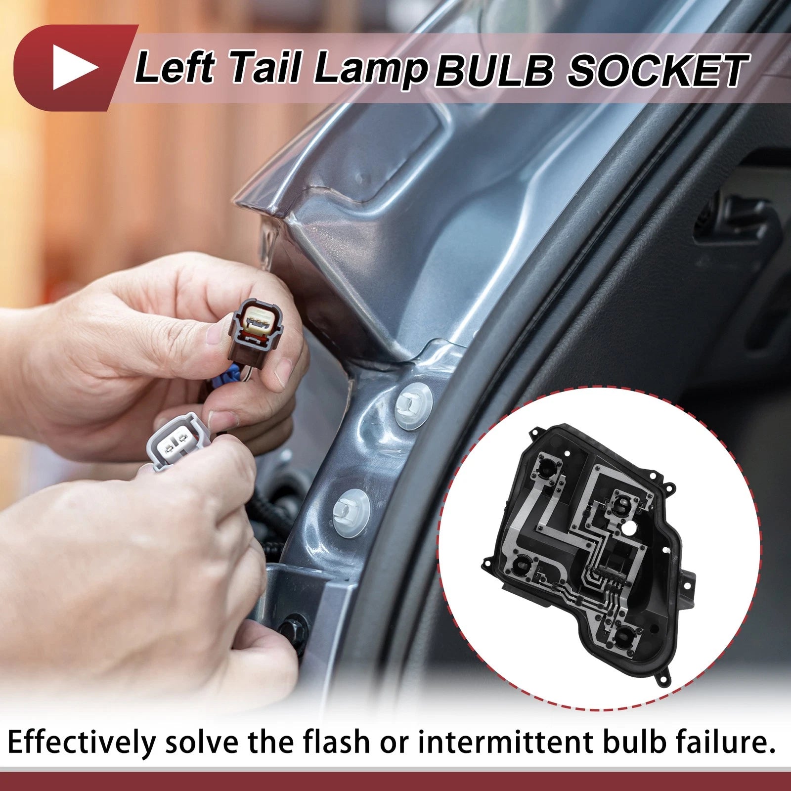 1 Pc Left Tail Light Socket for Peugeot 301 M33 (2014–2016) Lamp Bulb Connector