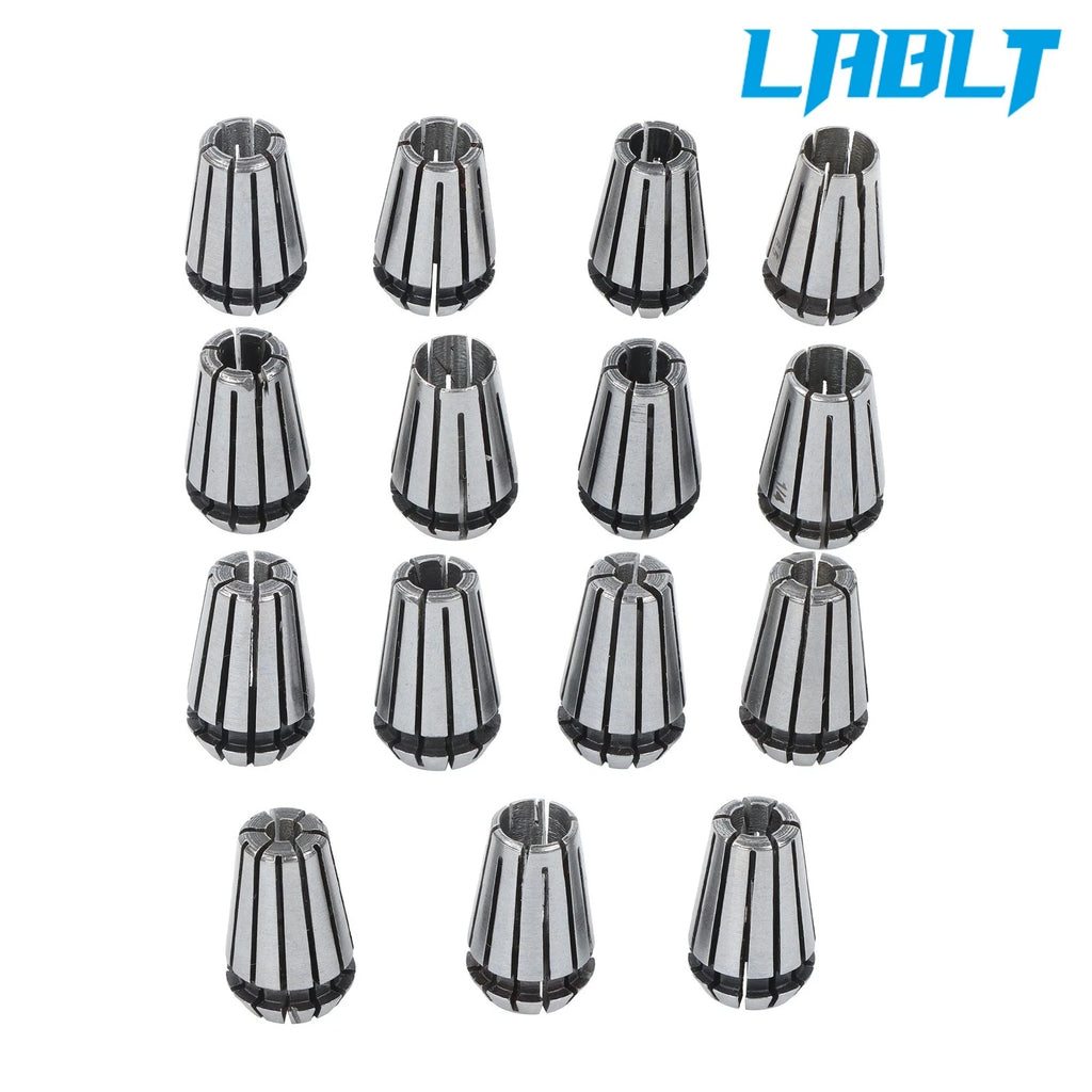 15Pcs ER11 Spring Collet Set with M14 Threading Nuts for Precision Work