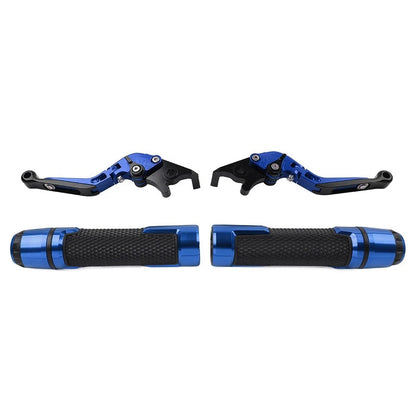 CNC Blue Extendable Brake Clutch Lever Handlebar Grip Set For Honda VFR1200/F