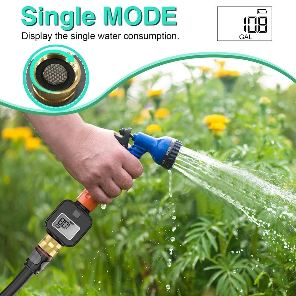 Water Flow Meter Brass 3/4 Inch BSP NH Thread for Garden Use