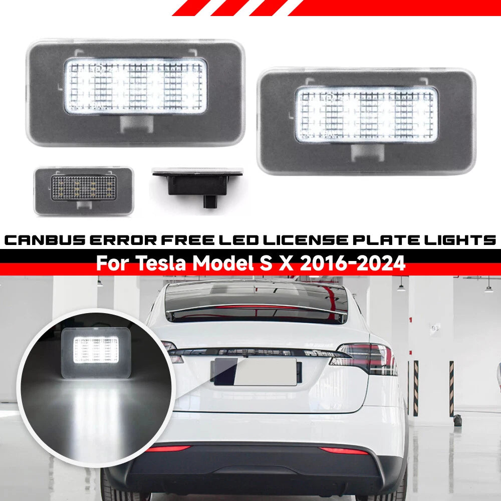 2X SMD LED License Plate Light for Tesla Model S (2017–up) Model X (2016–up)