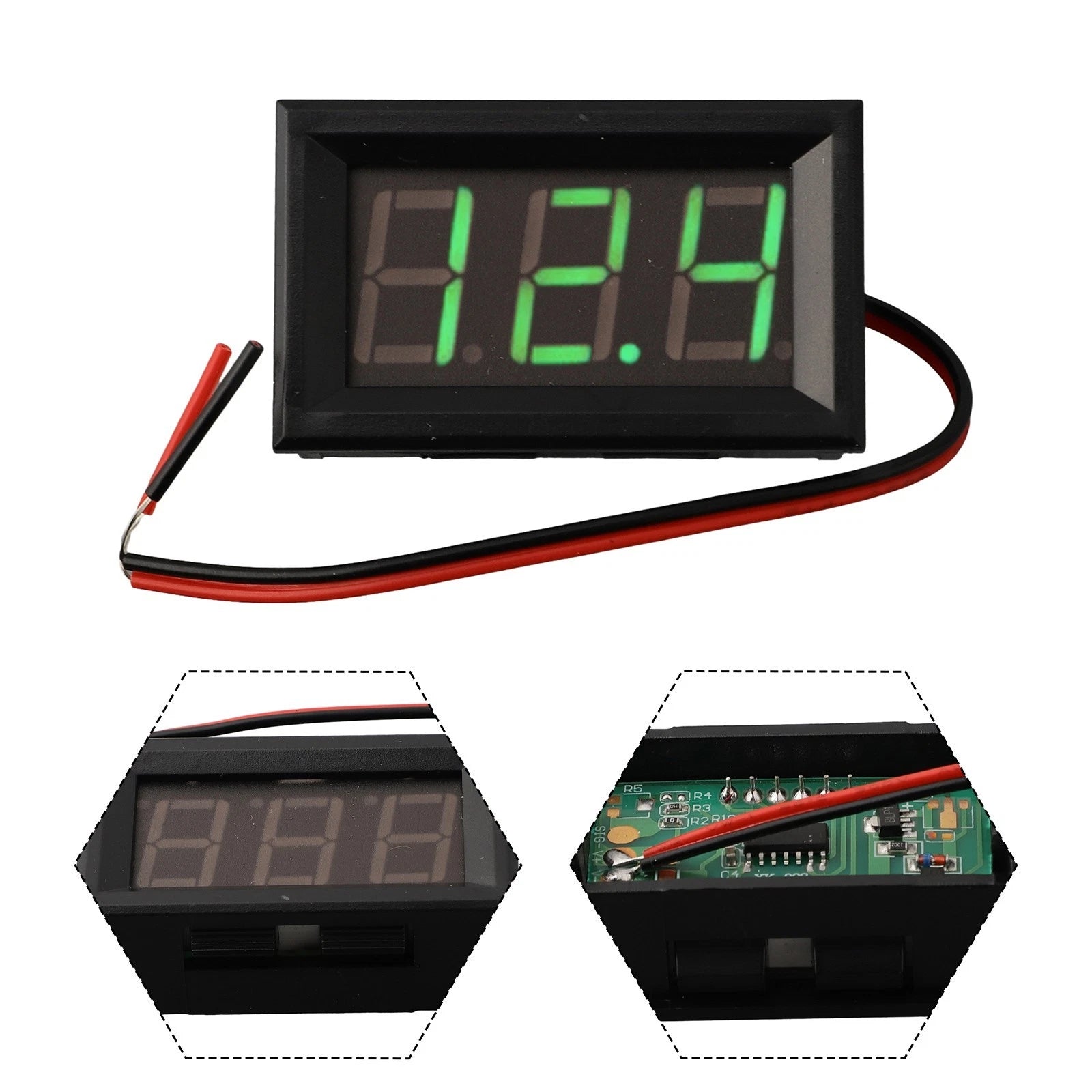 2X LED Voltmeter DC 4.5V-30V for Universal Applications