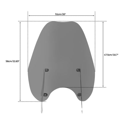 Smoke Windshield & 39mm Quick Release Clamps for Harley Sportster XL (1988–2022)
