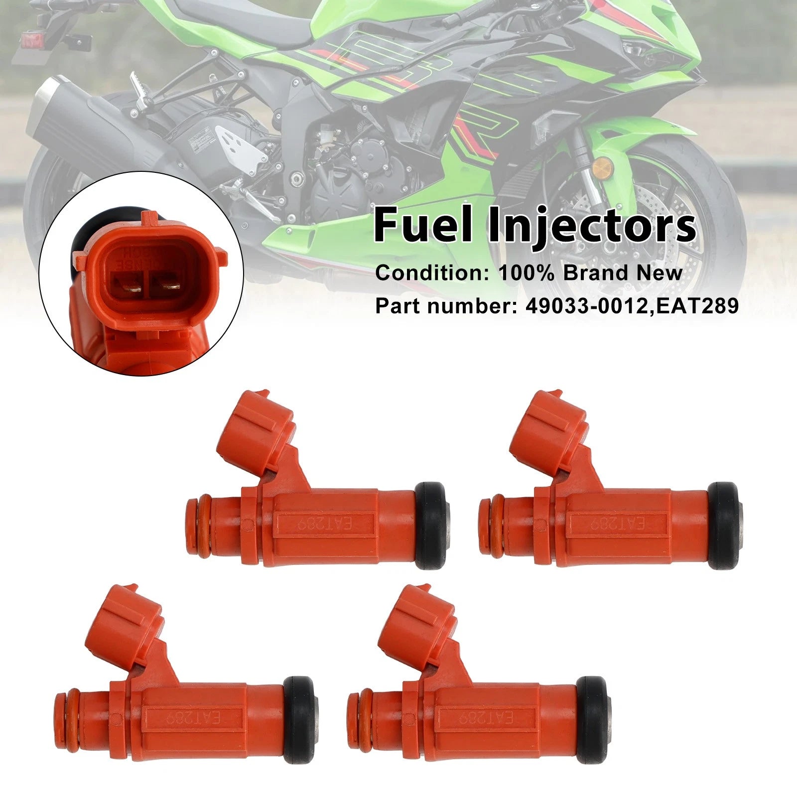 Set of 4 Fuel Injectors 49033-0012 for Kawasaki Ninja 1000 ZX-6R Z1000