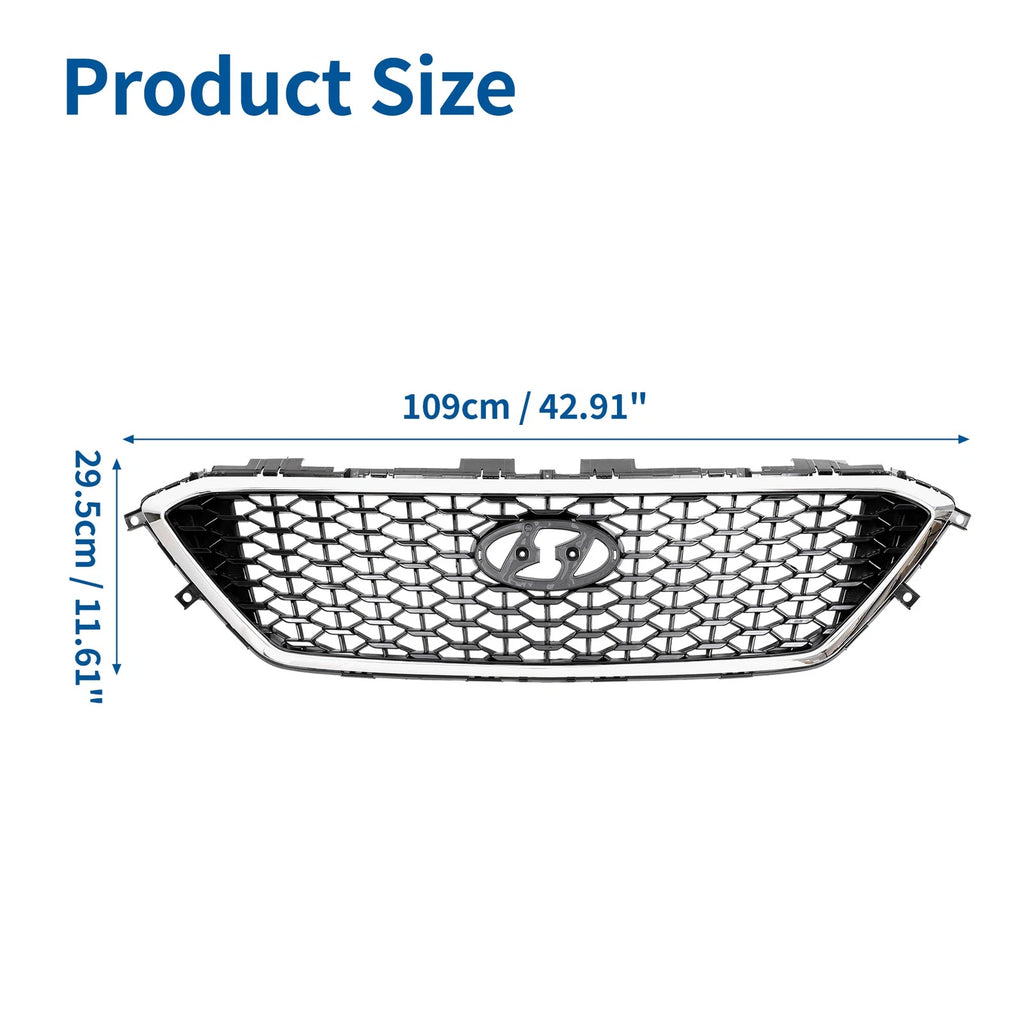 Front Hood Bumper Grille Grill Replacement for Hyundai Sonata (2015–2017)