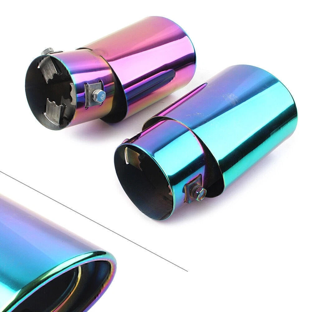 1x Car Stainless Steel Rear Exhaust Bent Pipe Tail Muffler Tip Round Accessories