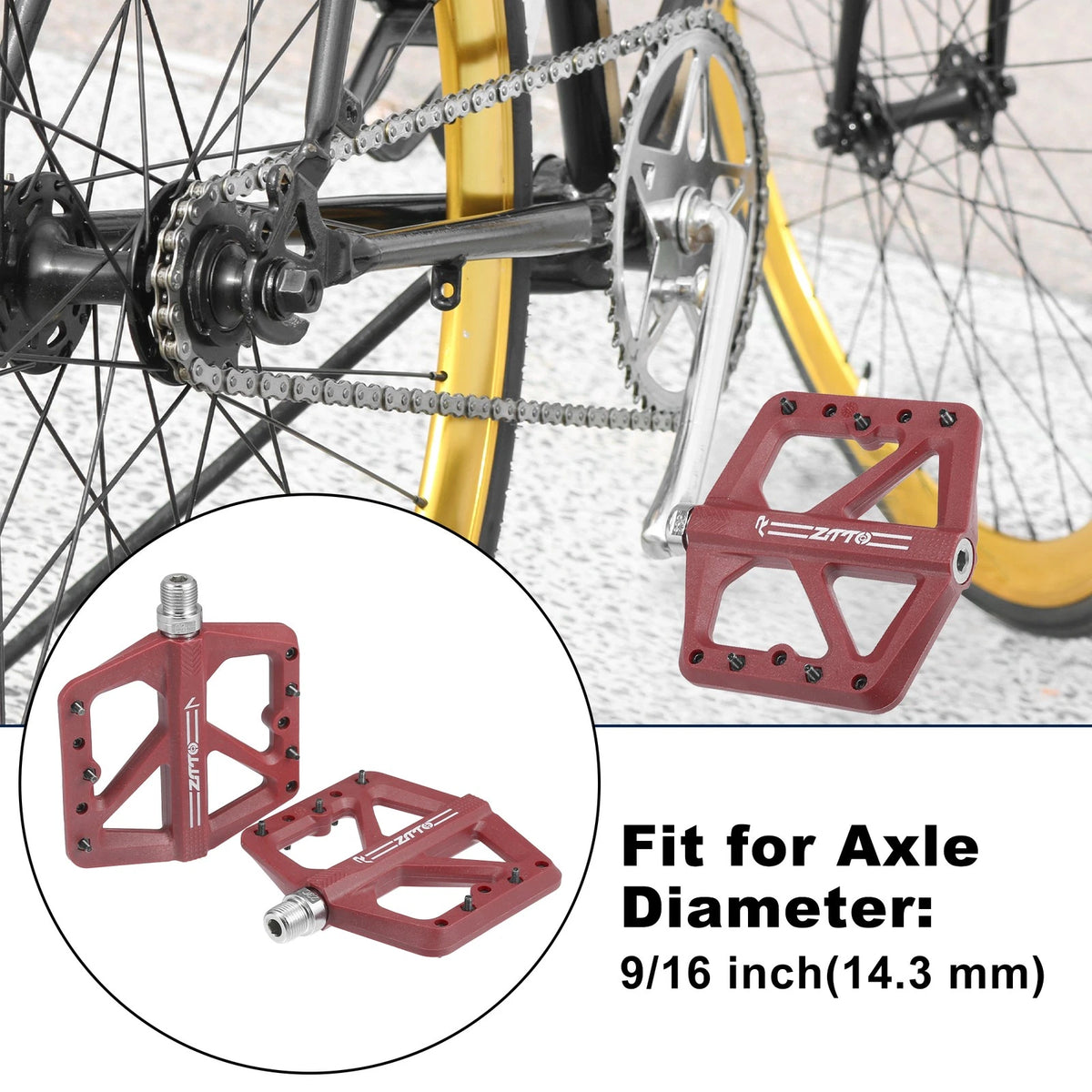 Bike Rear Foot Peg Pedals Pair for 9/16 Inch Axle BMX MTB (9/16")