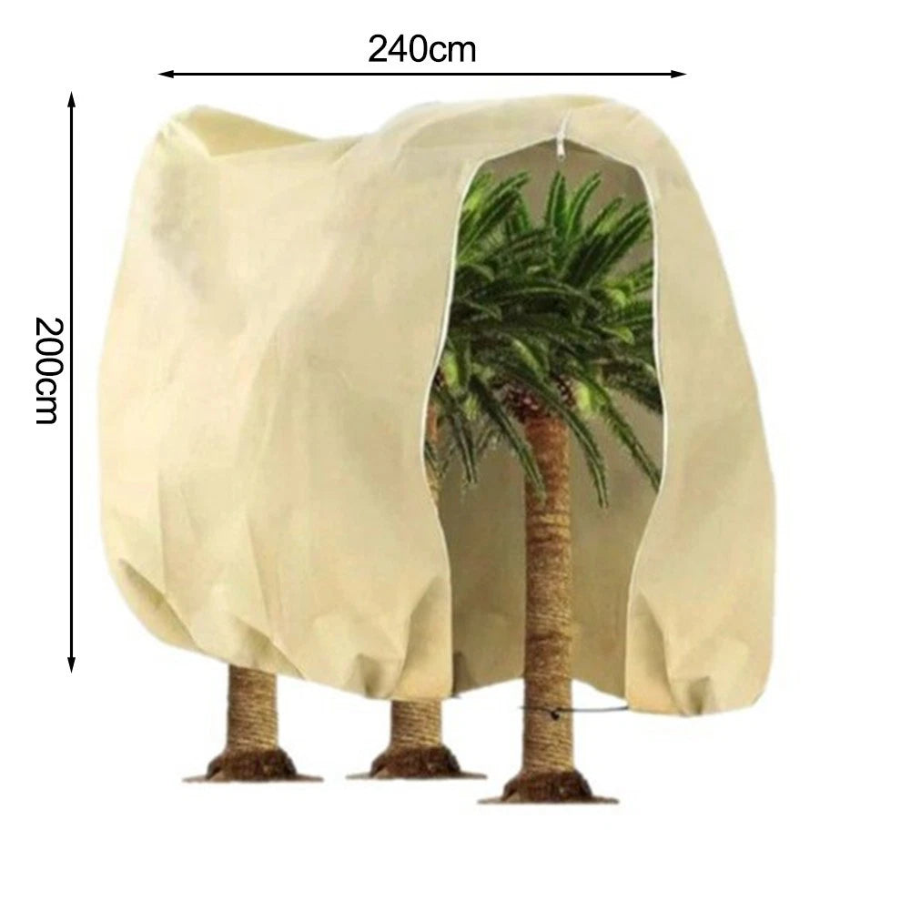 Winter Protective Cover for Plants with Zipper and Drawstring