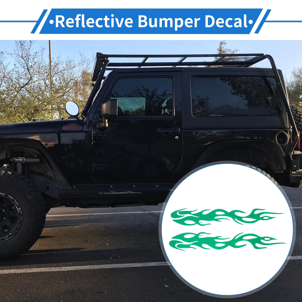 Reflective Bumper Decal for Universal Fit (2010–2023) - Green Flame Design