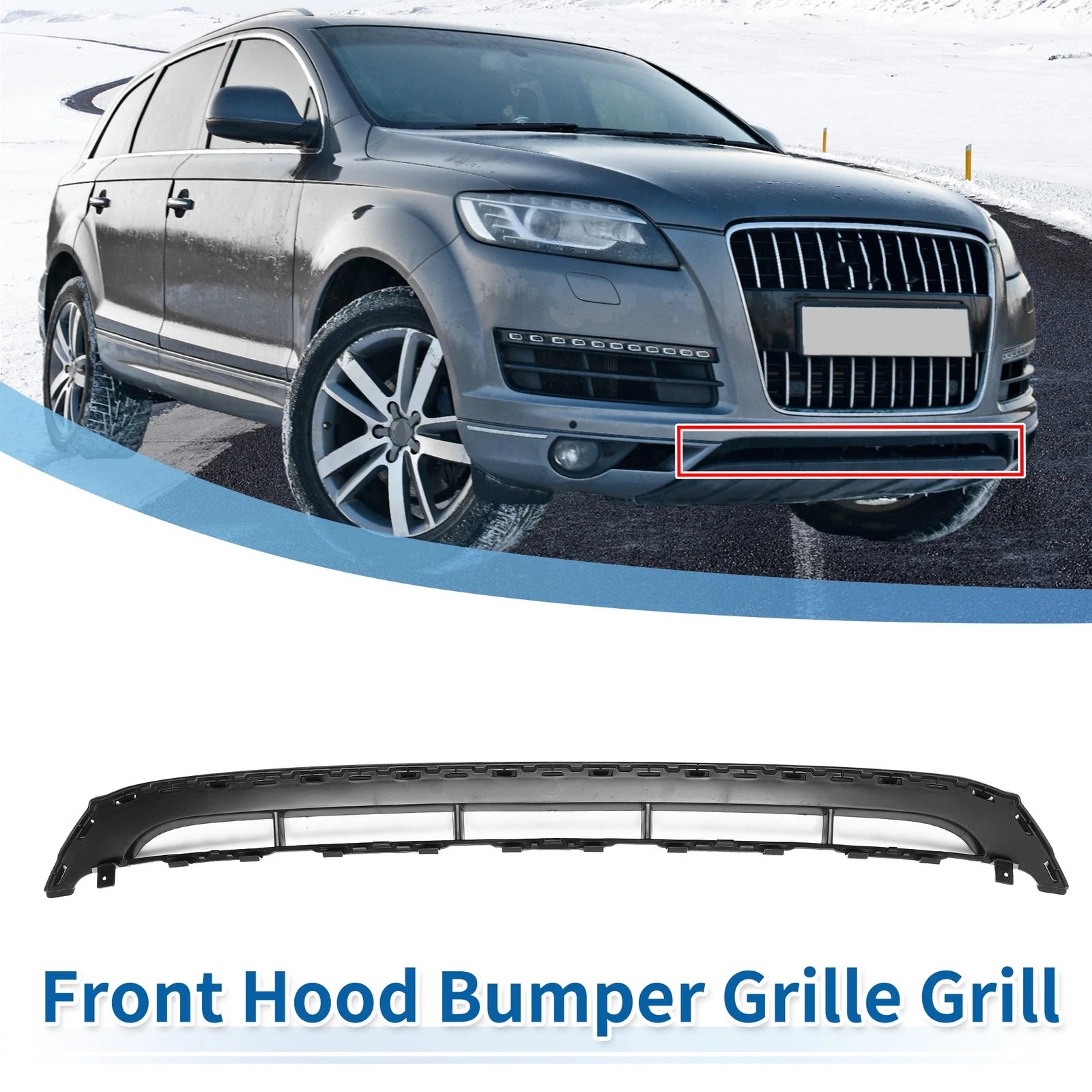 Front Lower Hood Bumper Grille for Audi Q7 (2010–2015) Black ABS Plastic