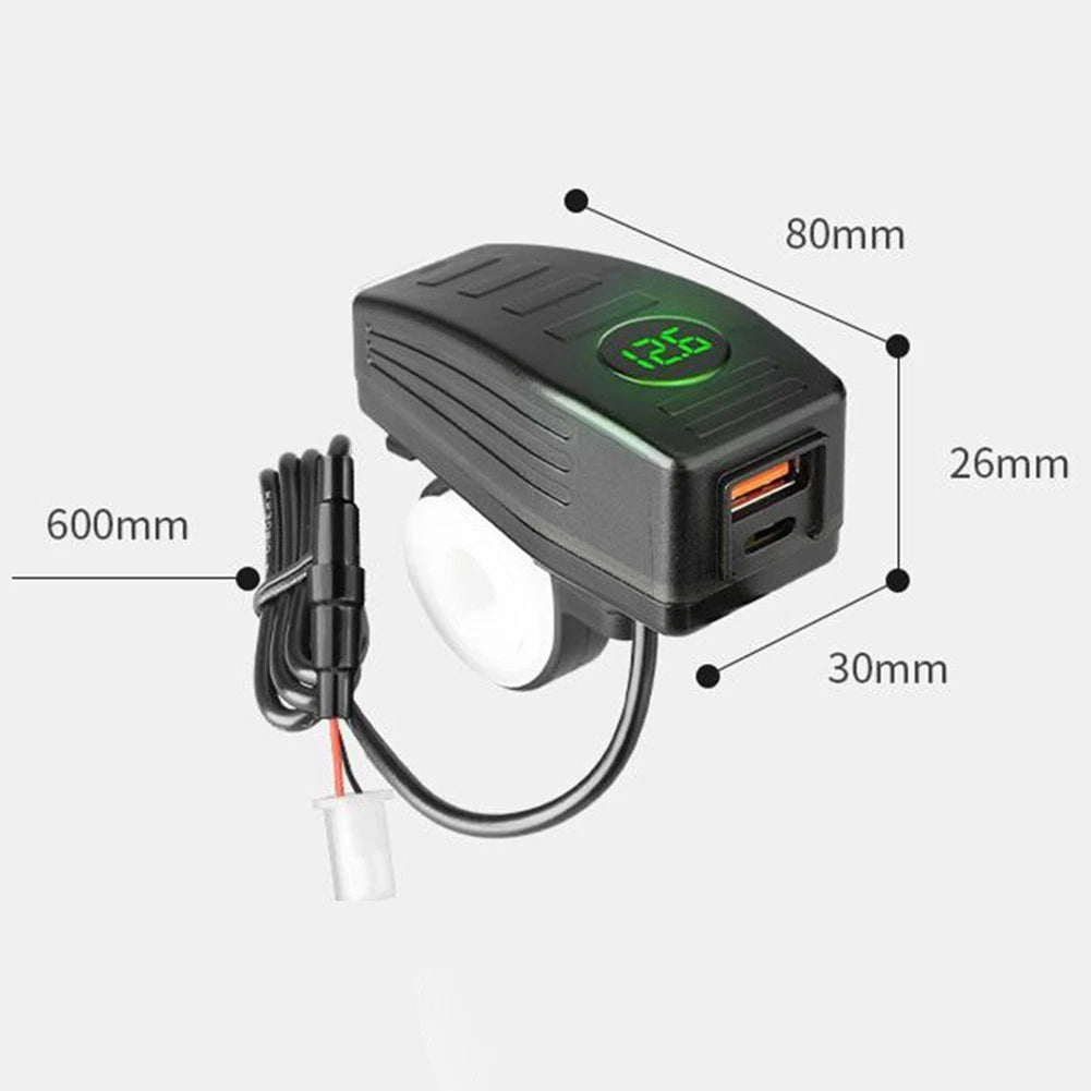 USB Charger for Motorcycle (12V 24V) - Waterproof Cover for All Devices