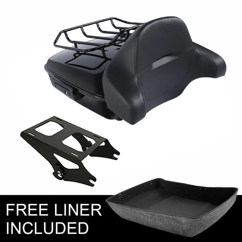 Black Chopped Trunk Backrest Rack for Harley Touring Street Glide (2014–2026)