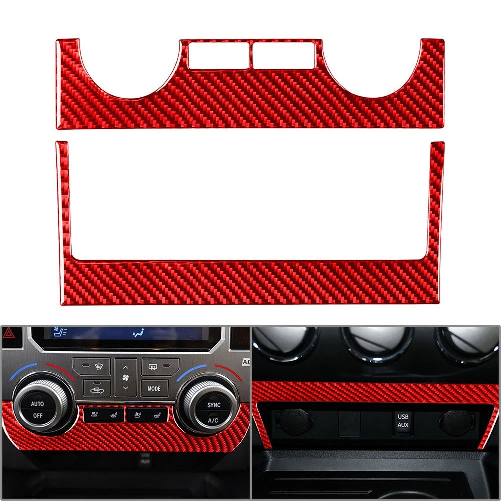 Set of 2 Conditioner Switch Panel Cover Trim for Toyota Tundra (2014–2021) RED