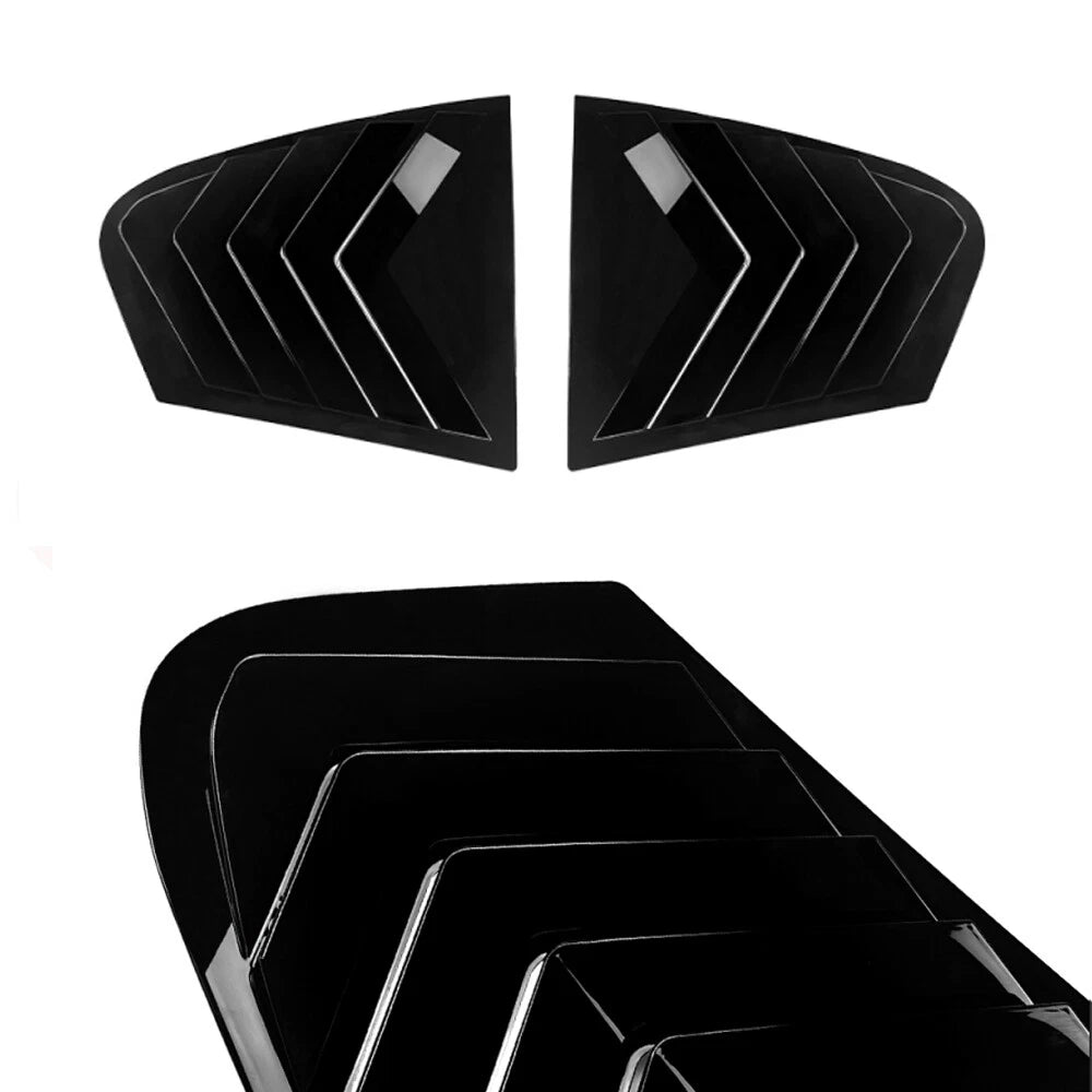 2X Gloss Black ABS Rear Window Louver Shutter Covers for BMW 5 Series (2018–2023)