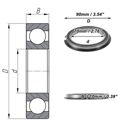 Deep Groove Ball Bearing 70x90x10mm for Scooter Skateboard (6814NR2RS)