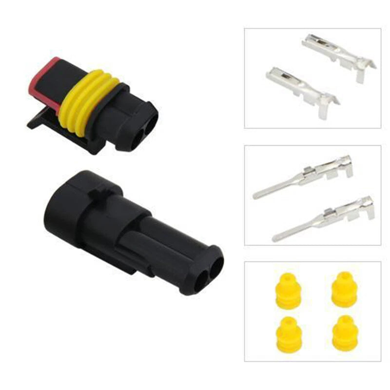 2X Waterproof Male Female Electrical Connector Plug Wire Kit for Universal