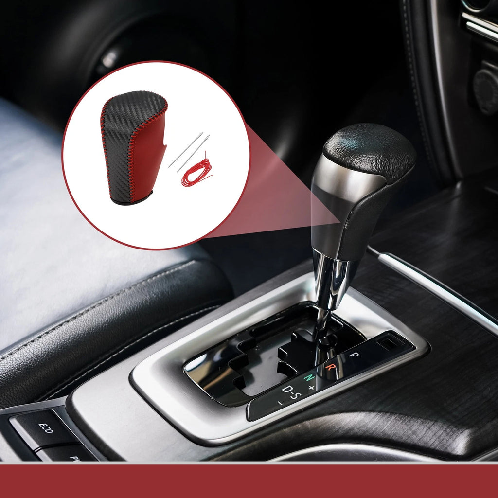 Gear Shift Knob Cover Replacement for Honda Accord 8 Black Red Leather (2008–2012)