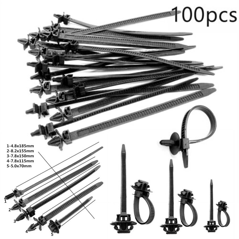 100pcs Cable Tie Clamps for Car Wiring Harness