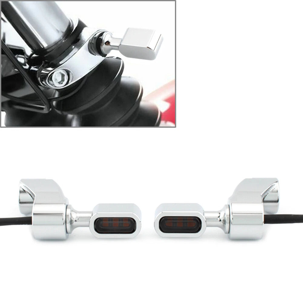 Chrome Front Fork Turn Signal Indicator Light for Harley FXR (1987–2000)