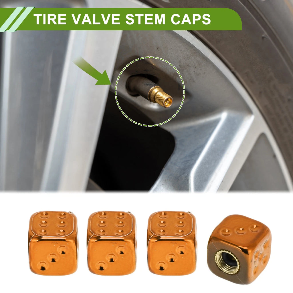 Tire Valve Stem Caps Replacement Dust Covers Orange for Bicycle (4 Pack)