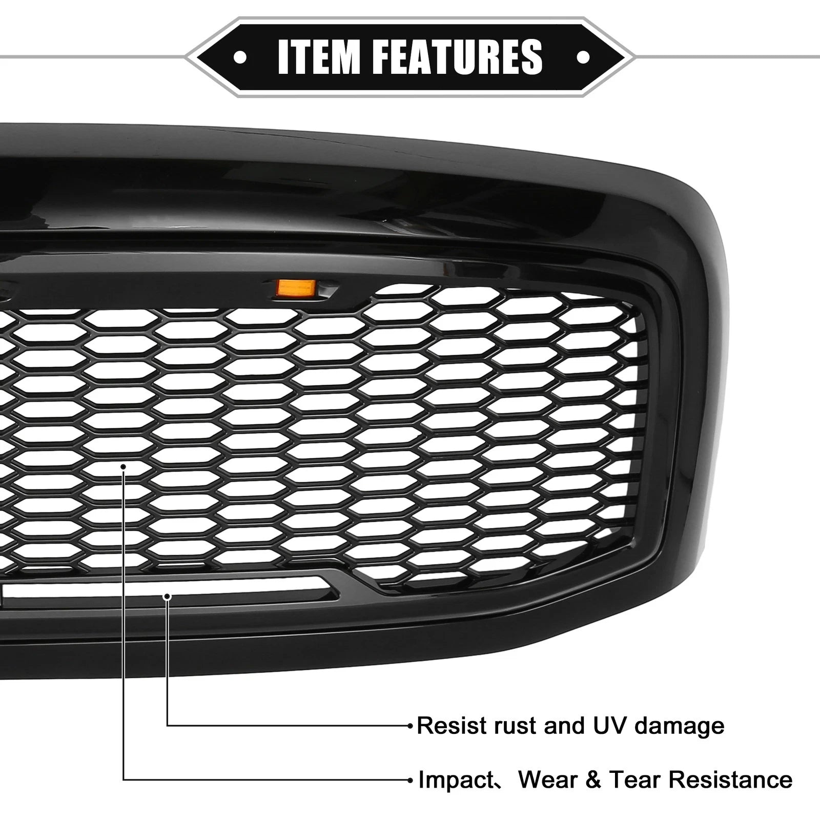 Front Grille Assembly with LED Lights for Dodge Ram 3500