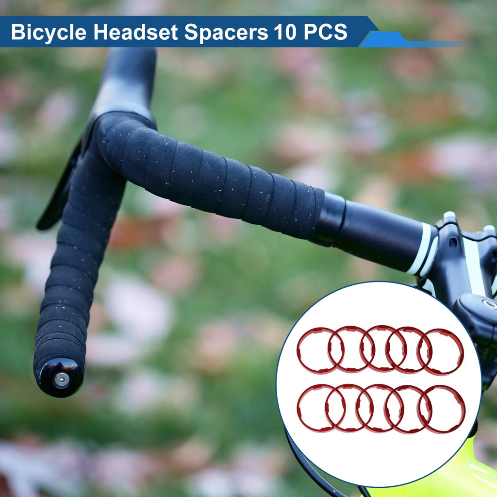 Bicycle Headset Spacers 10 Pack 5mm 28.6mm Aluminum for 1-1/8" Fork