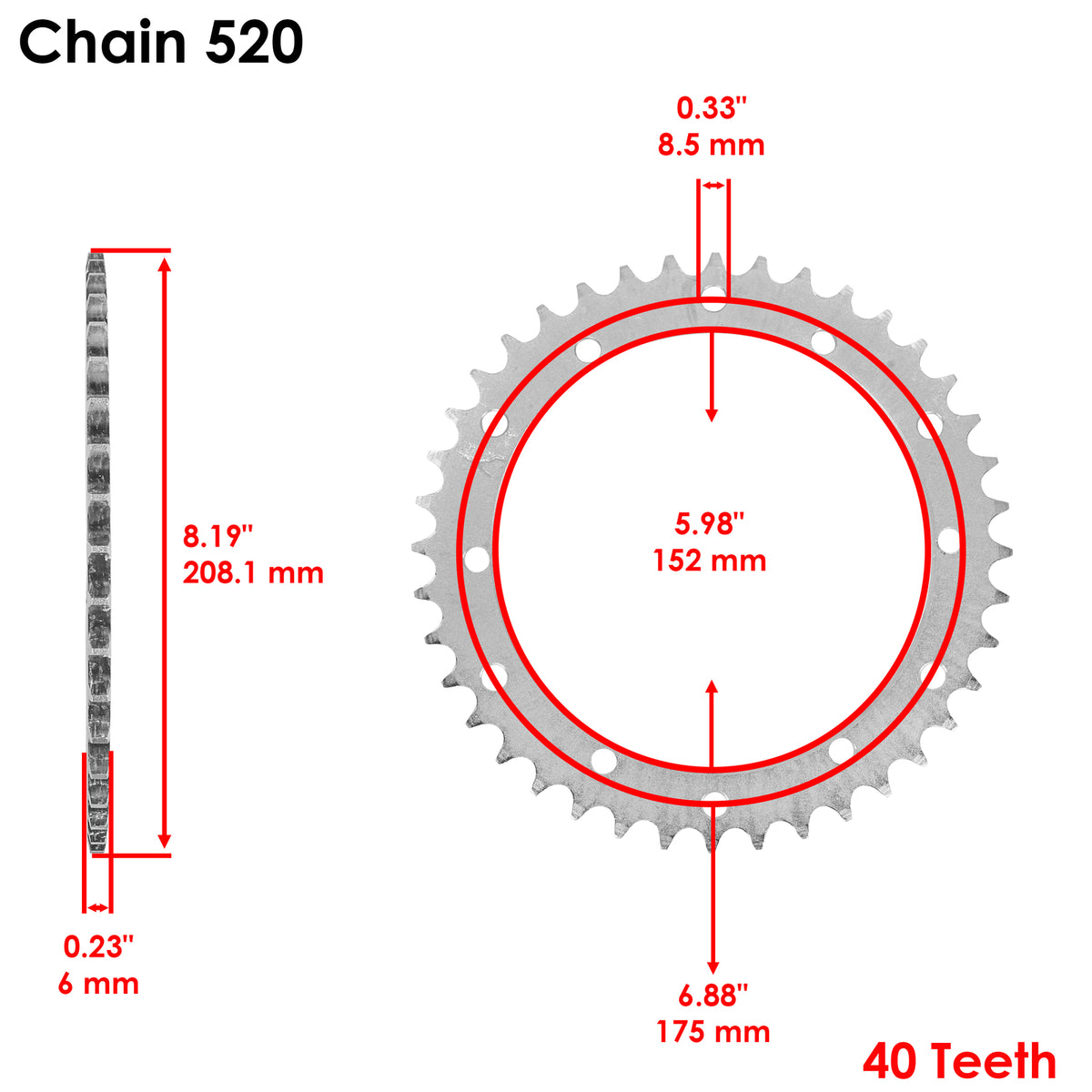 Rear Sprocket Replacement for Yamaha Warrior 350 YFM350X (1989–1994)
