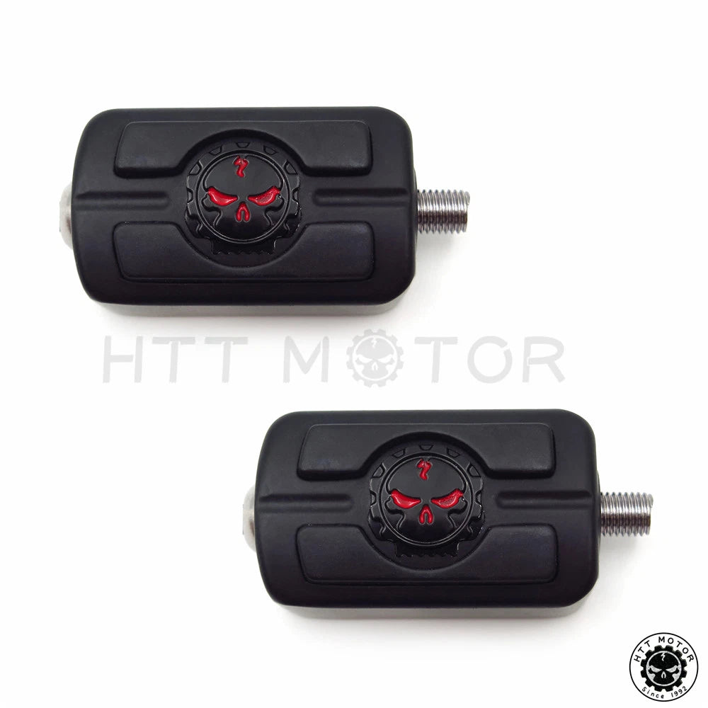2 Black Skull Style Toe Heal Shift Peg Set for Harley