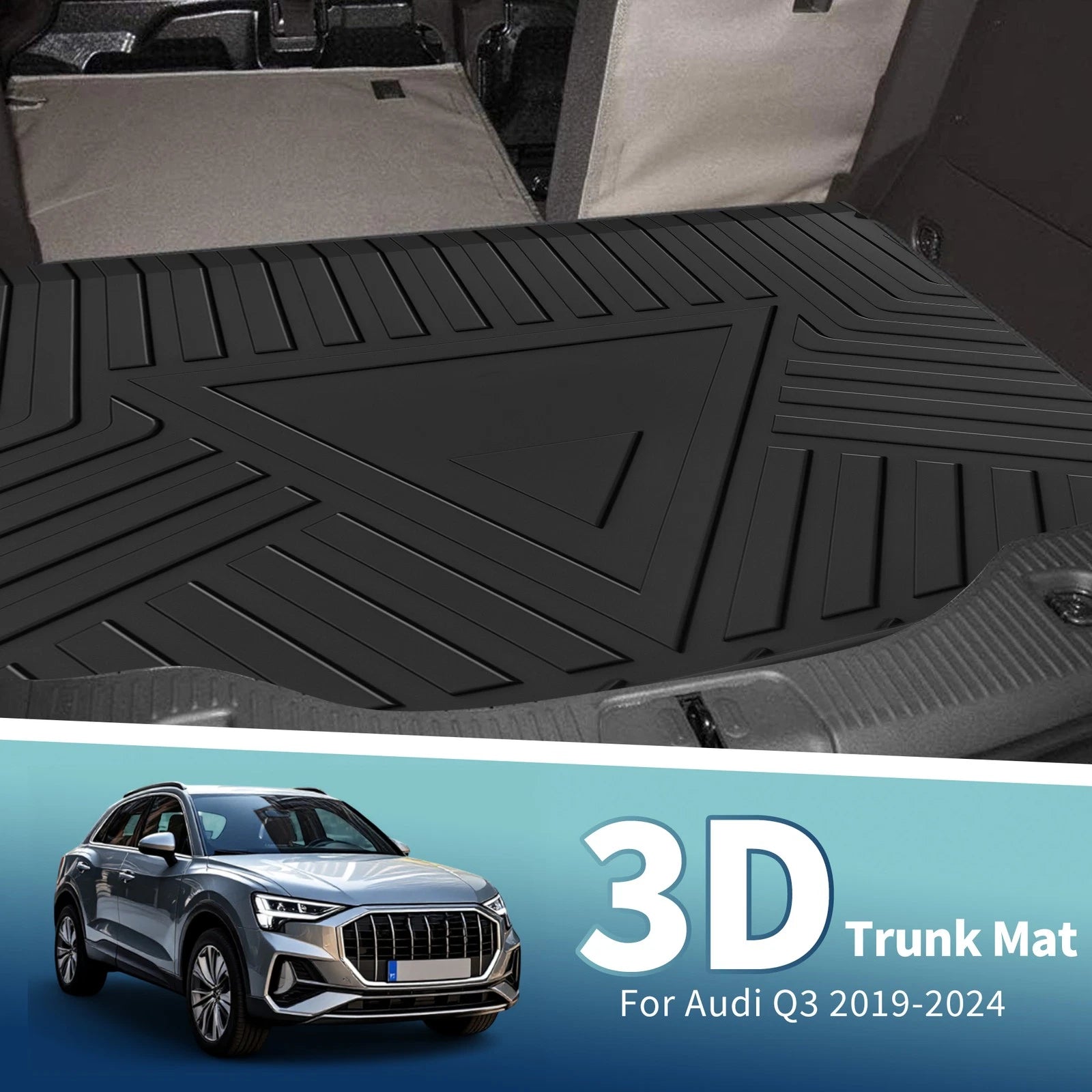 Cargo Liner Rear Trunk Mat TPE Flat Face for Audi Q3 (2019–2024)