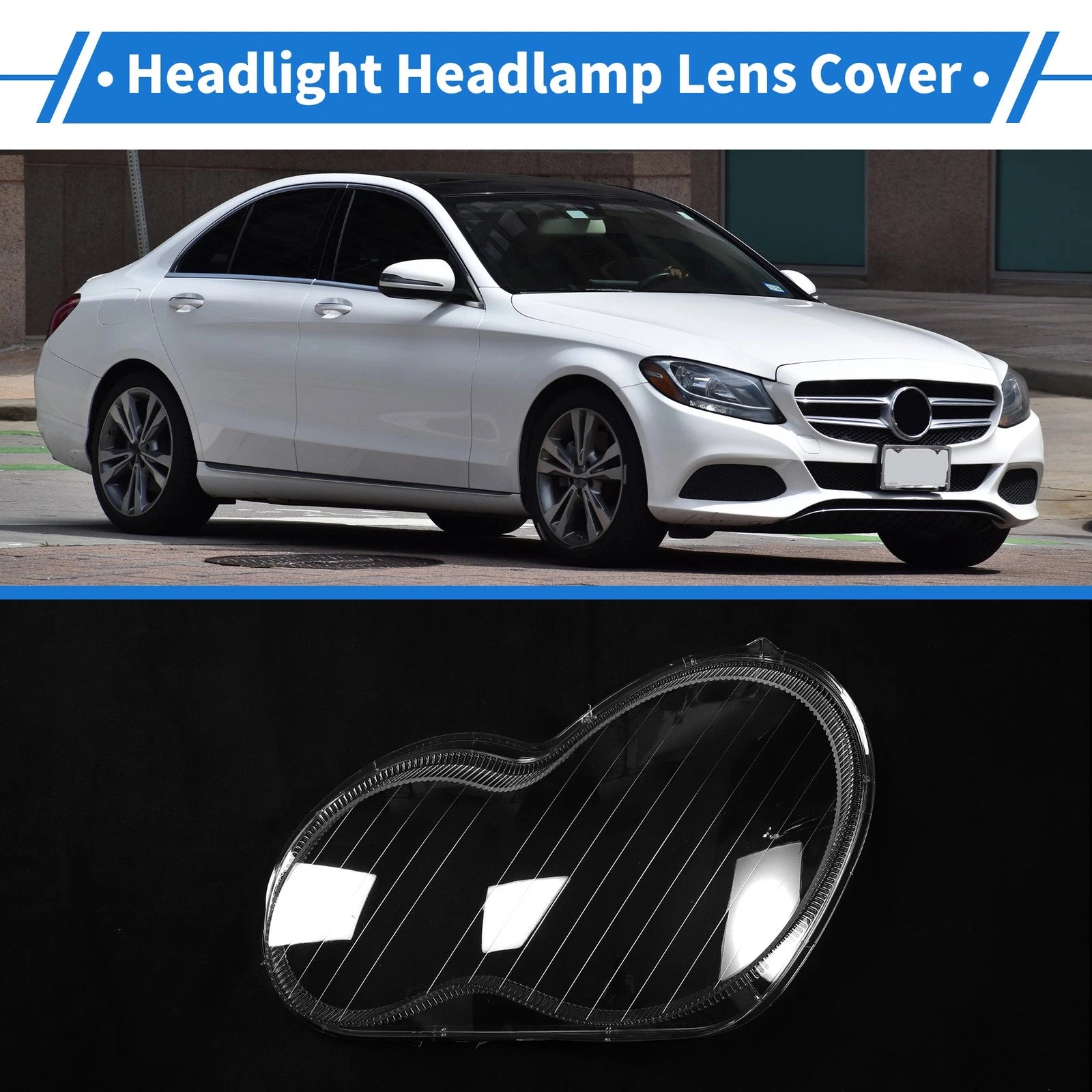 Headlight Lens Cover Front Left for Mercedes-Benz C-Class (2001–2017)