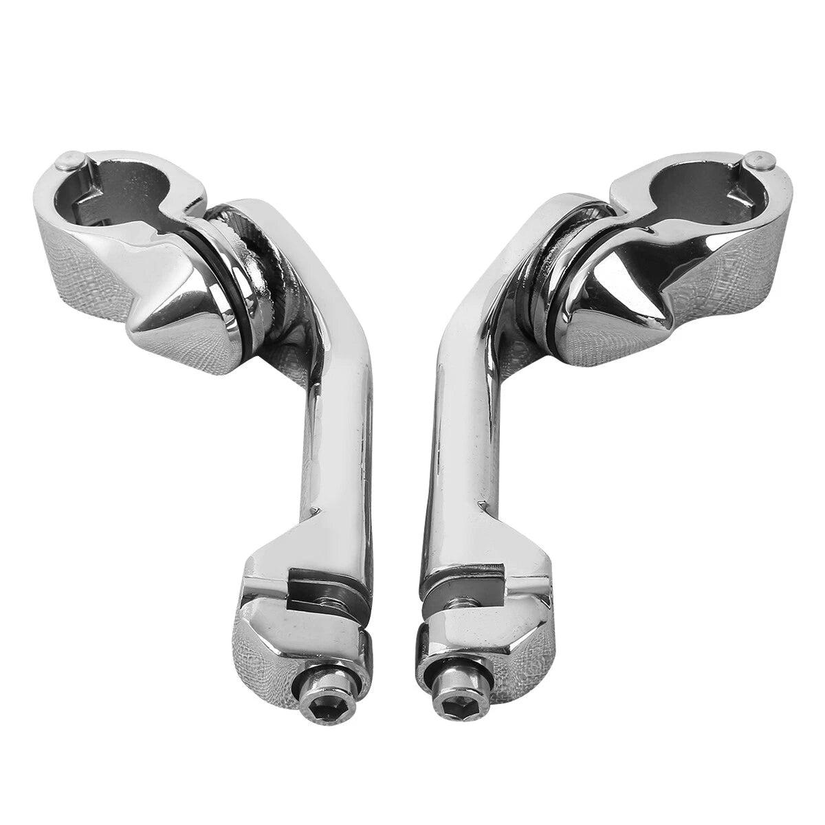 1-1/4" Chrome Long Angled Highway Crash Bar Foot Peg Mounts for Harley Touring