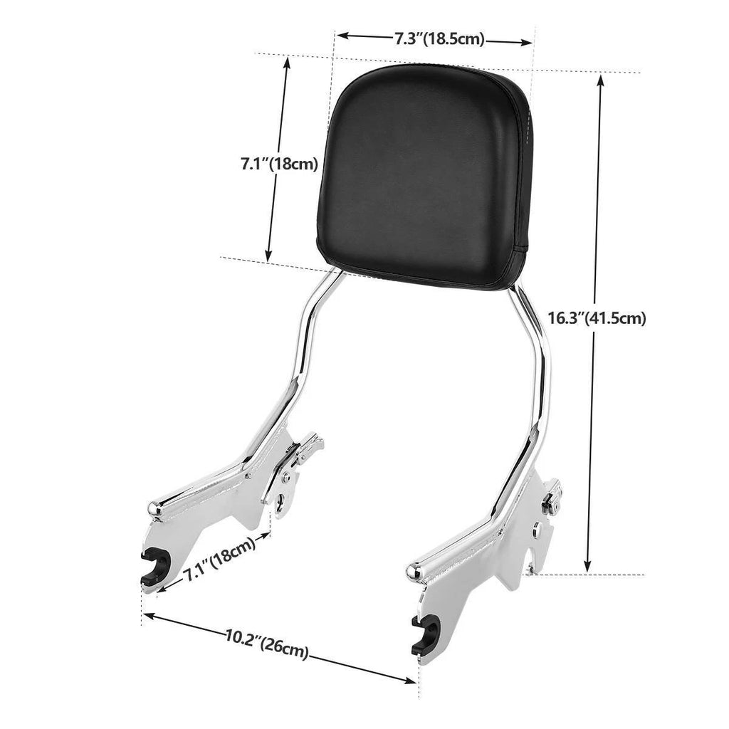 Chrome Sissy Bar Backrest Pad for Harley Softail (2018–2025)