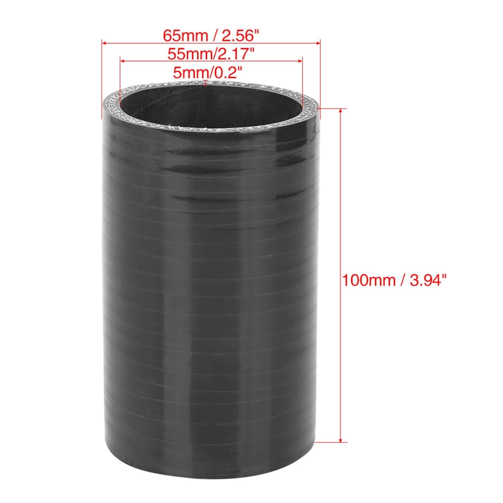 55mm ID Black Silicone Hose Coupler for Intercooler Pipe (Universal)