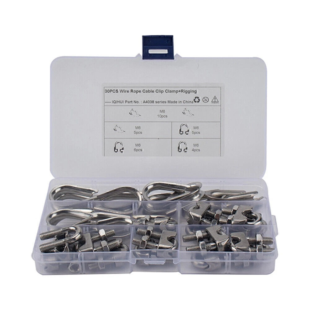 30PCS M6 Wire Rope Fixed Clamps with Triangular Ring Auto Mount Accessories