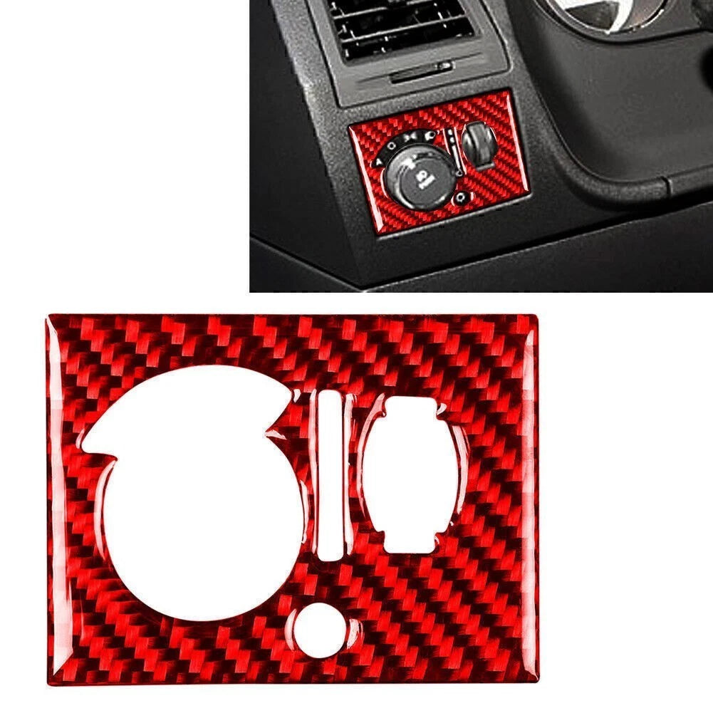 Headlight Switch Panel Cover Trim for Dodge Challenger (2008–2014) Red Carbon Fiber