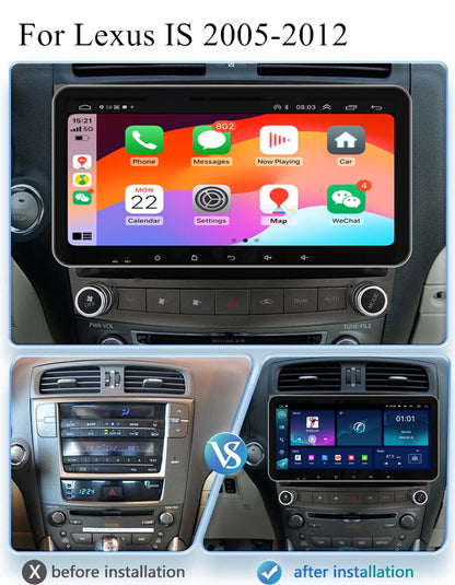 10.33'' Stereo Radio Navigation with Carplay for Lexus IS (2005–2012)