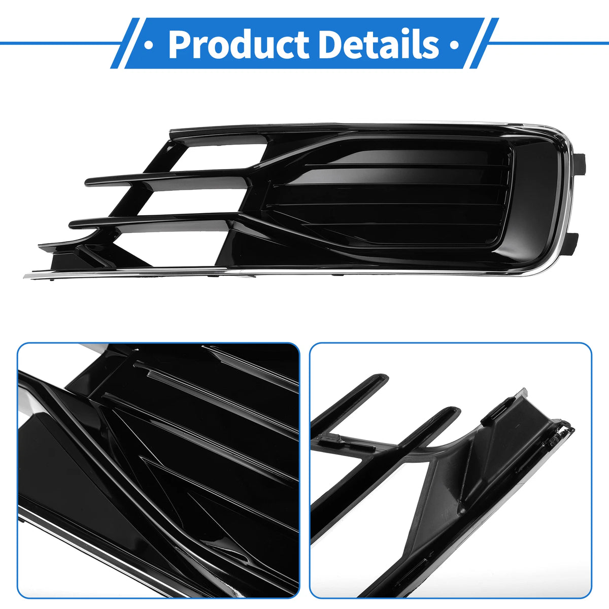 1 Pc Fog Light Grill for Audi A6 (2016–2018) No. 4G0807681AE Black