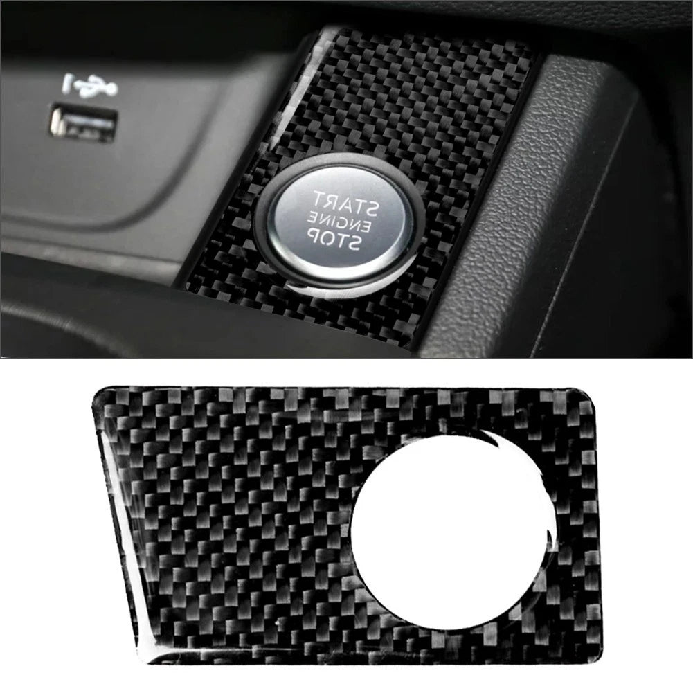 RHD Carbon Fiber Interior Ignition Switch Button Cover Trim For Audi A4 S4 A5
