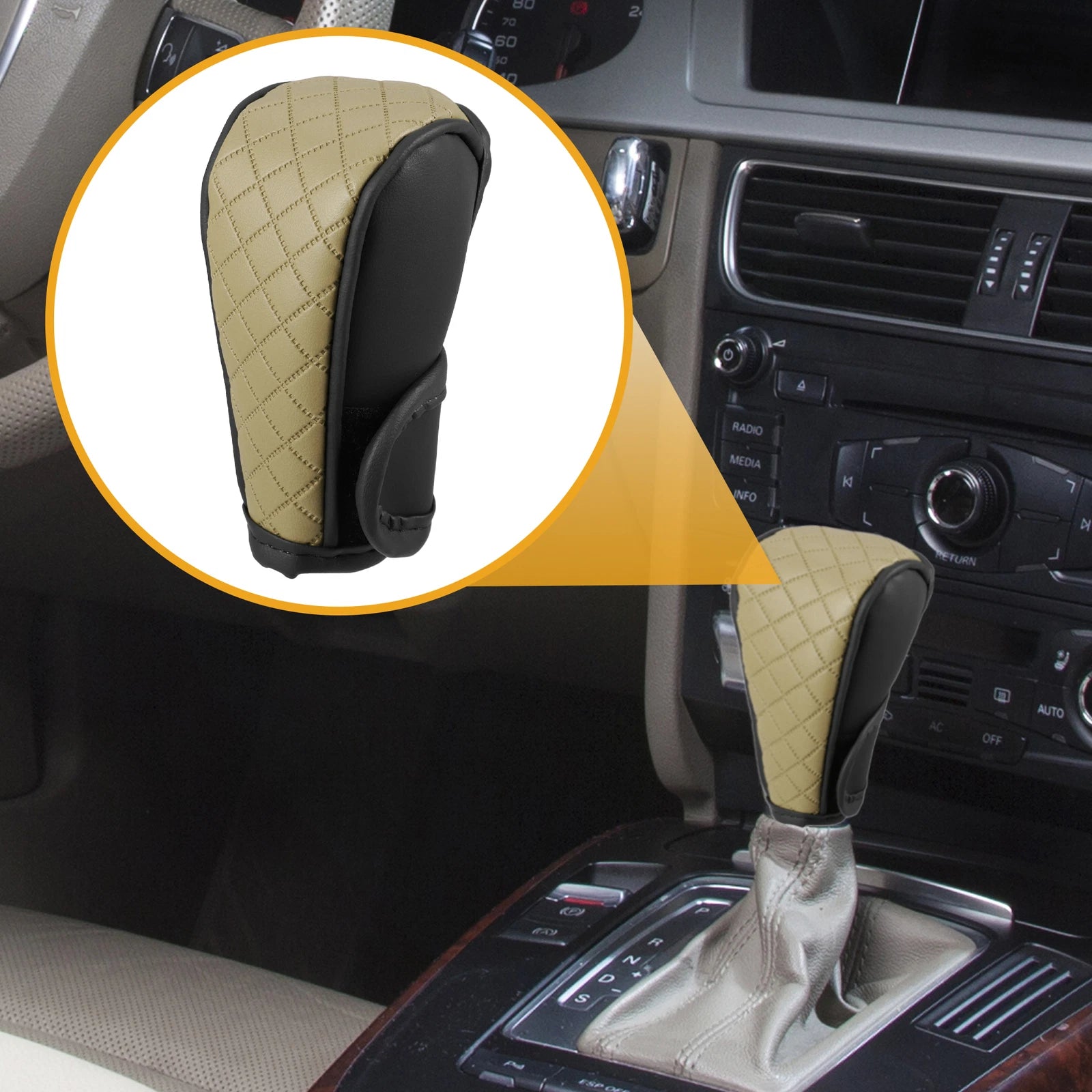 Shift Knob Cover for Universal Automatic Gear Protector Black Beige