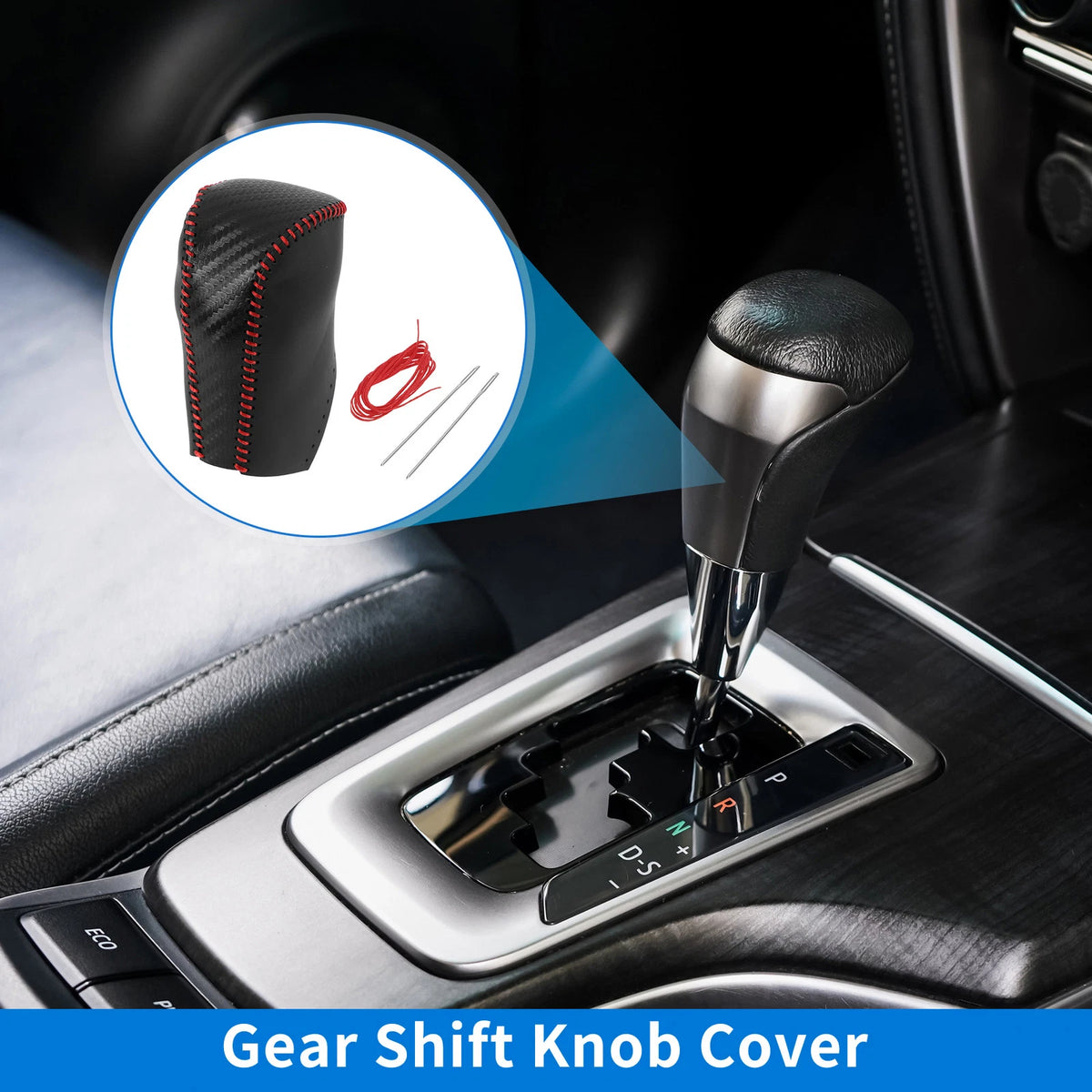Gear Shift Knob Cover for Toyota RAV4 (2013–2016) Carbon Fiber Black Red