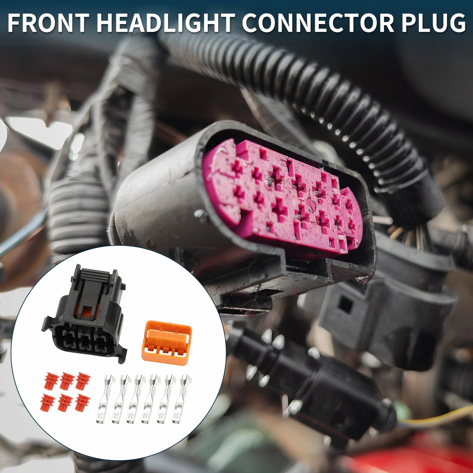 Front Headlight Connector Plug 6 Pin Female for Hyundai (2000–2020)