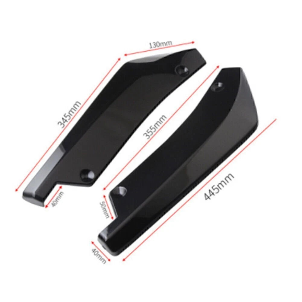 2X Anti-Scratch Rear Bumper Lip Wrap Diffuser Splitter Canard Black