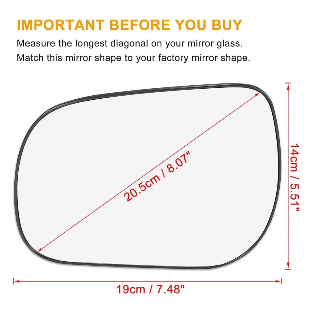 Left Driver Side Non Heated Mirror Glass with Backing for Toyota RAV4 (2013–2018)