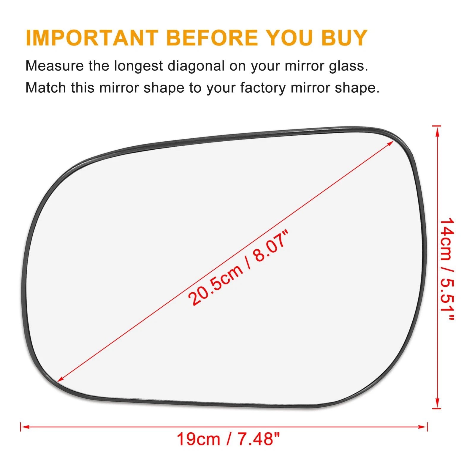 Left Driver Side Non Heated Mirror Glass with Backing for Toyota RAV4 (2013–2018)