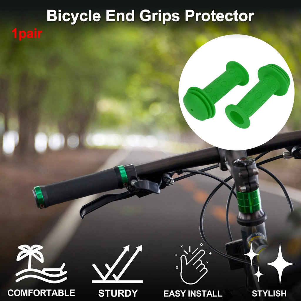Bike Handlebar Grips 95mm Lightweight End Grip Protector Green 1 Pair for MTB