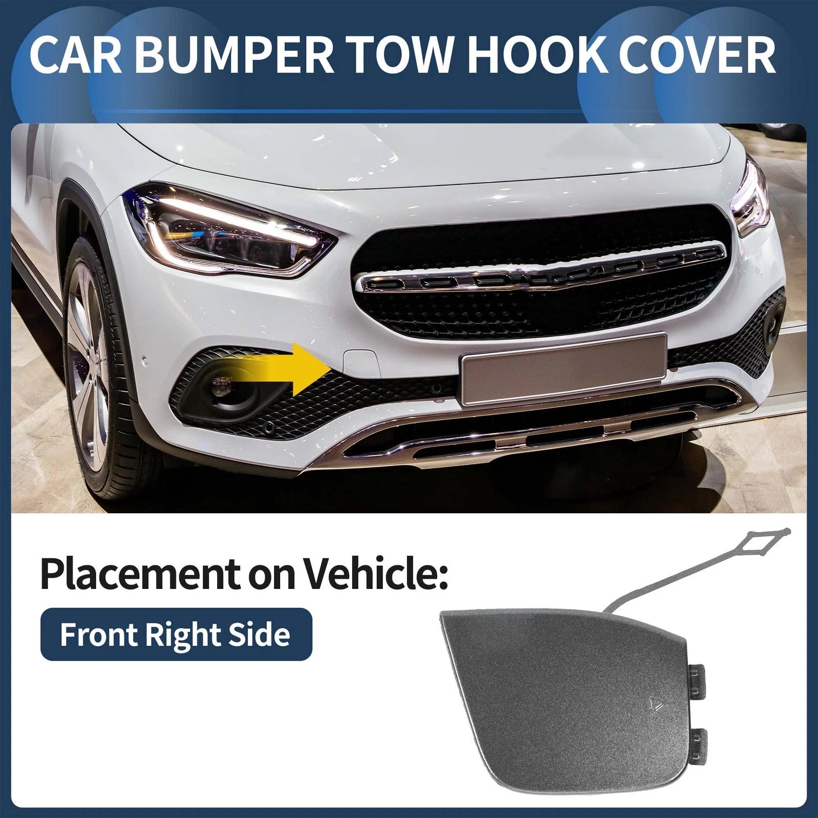 Front Bumper Tow Hook Cover Replacement for Mercedes-Benz W247 (2019–2022)