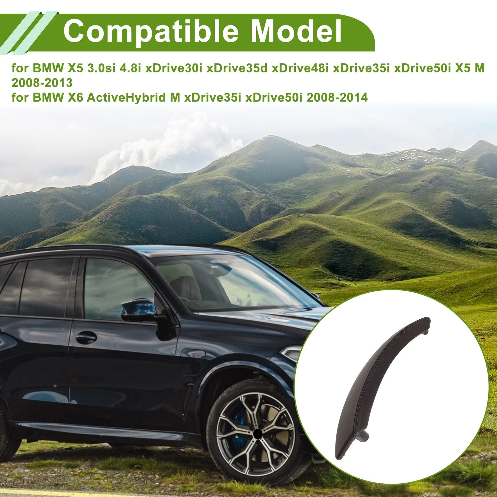 Door Panel Handle Pull Trim Cover Replacement for BMW X5 (2008–2013) Deep Brown