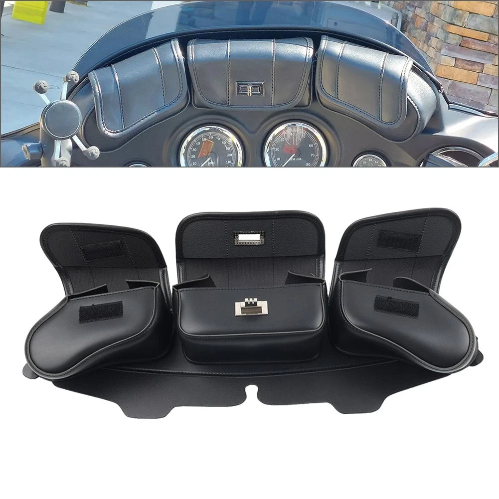 3 Pocket Windshield Bag for Harley Electra Glide FLHTC, Street Glide FLHX (1996–2013)
